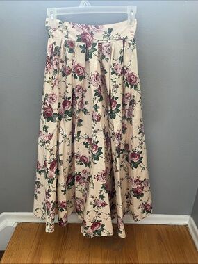 ANTONIO MELANI Cream Midi Skirt with Rose Print